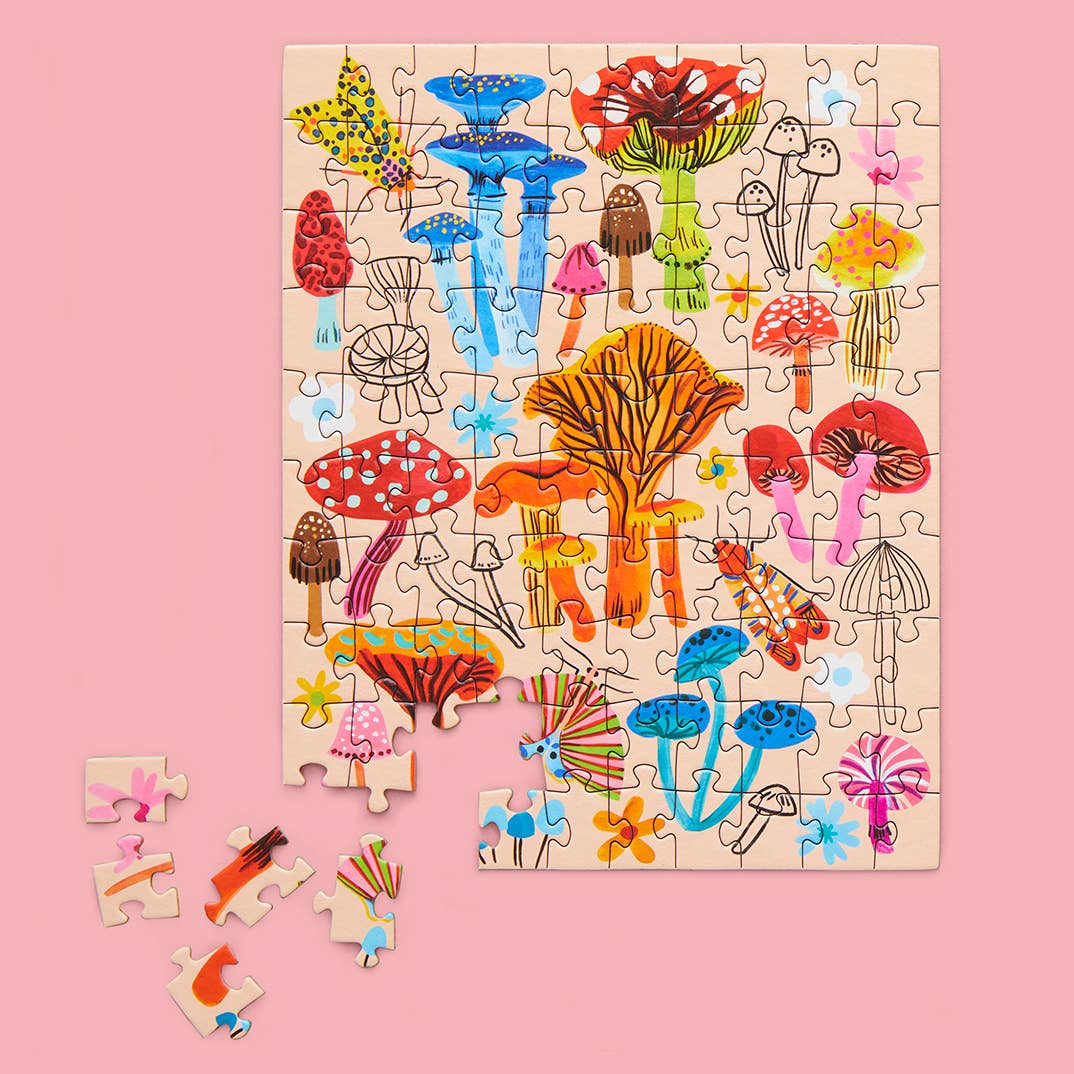 Mushroom Patch | 100 Piece Puzzle Snax - Pretty by Her - handmade locally in Cambridge, Ontario