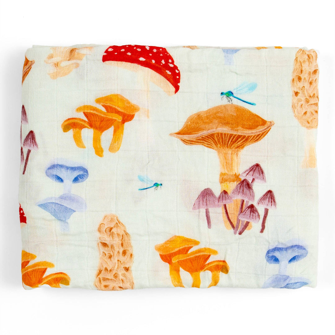 Mushrooms Baby Swaddle - Pretty by Her - handmade locally in Cambridge, Ontario