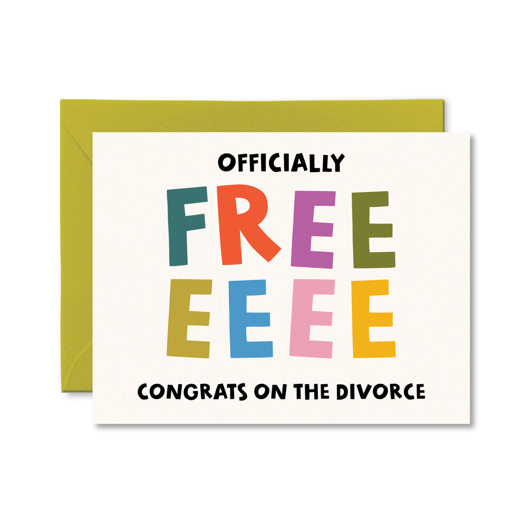 Officially Free Divorce Card - Pretty by Her - handmade locally in Cambridge, Ontario