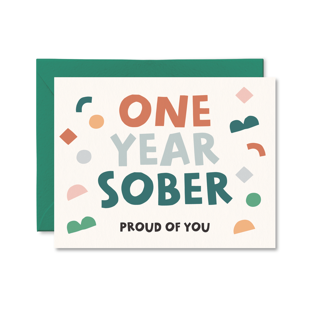 One Year Sober Card - Pretty by Her - handmade locally in Cambridge, Ontario