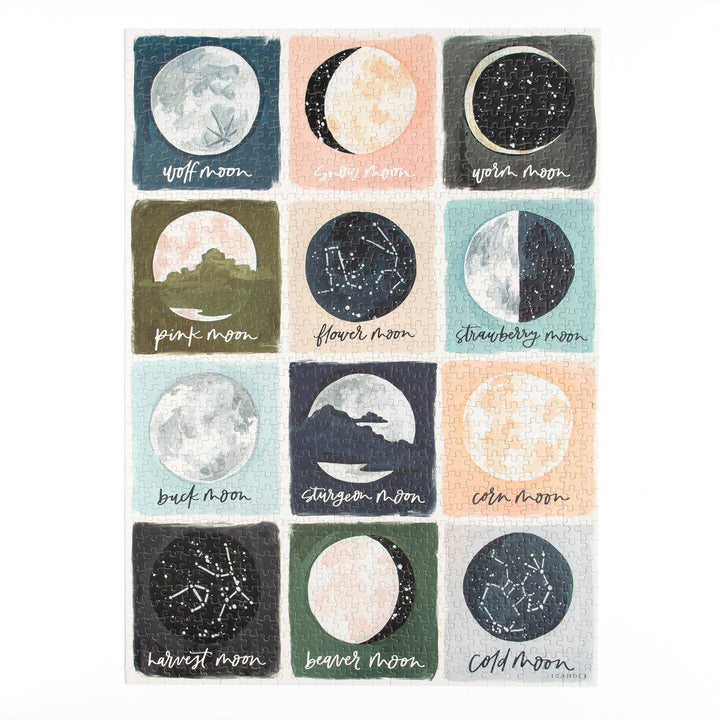 Painted Moons - 1,000 Piece Jigsaw Puzzle - Pretty by Her - handmade locally in Cambridge, Ontario