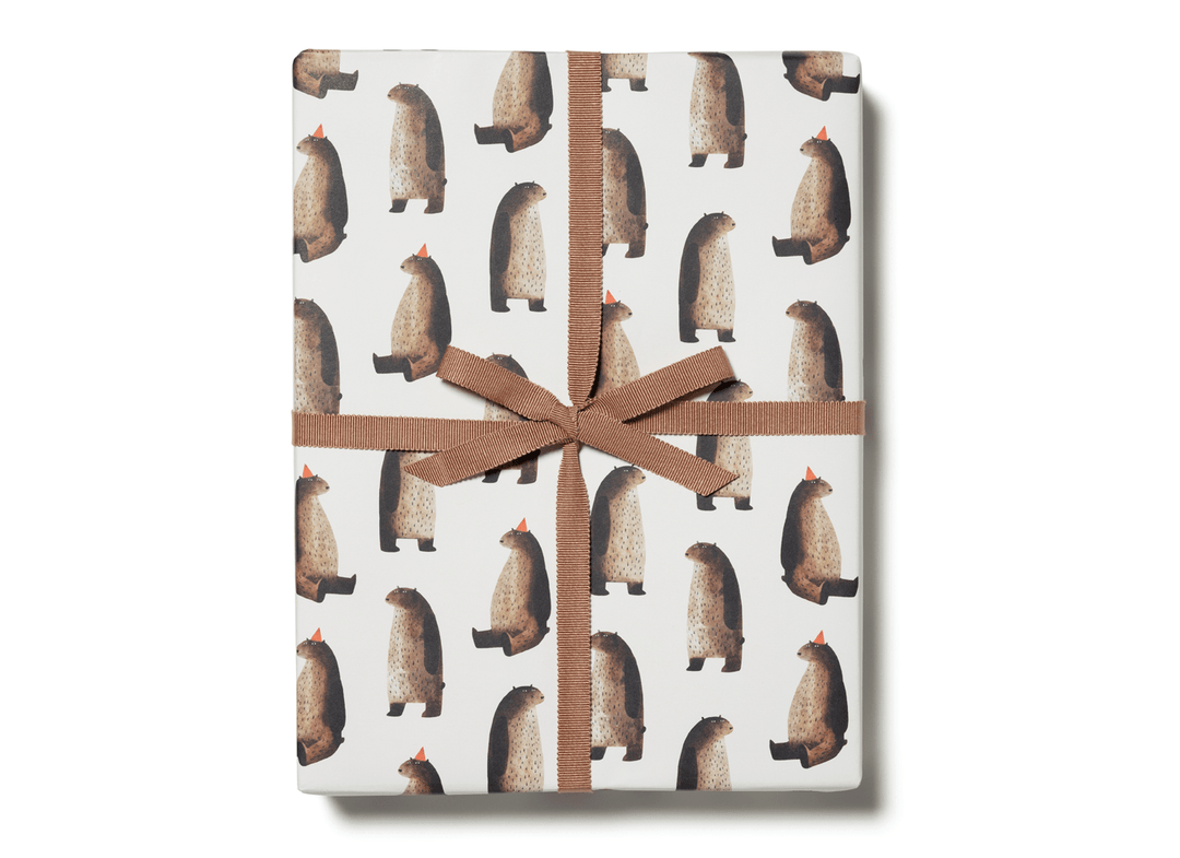 Party Bear wrapping paper: Flat sheets - Pretty by Her - handmade locally in Cambridge, Ontario