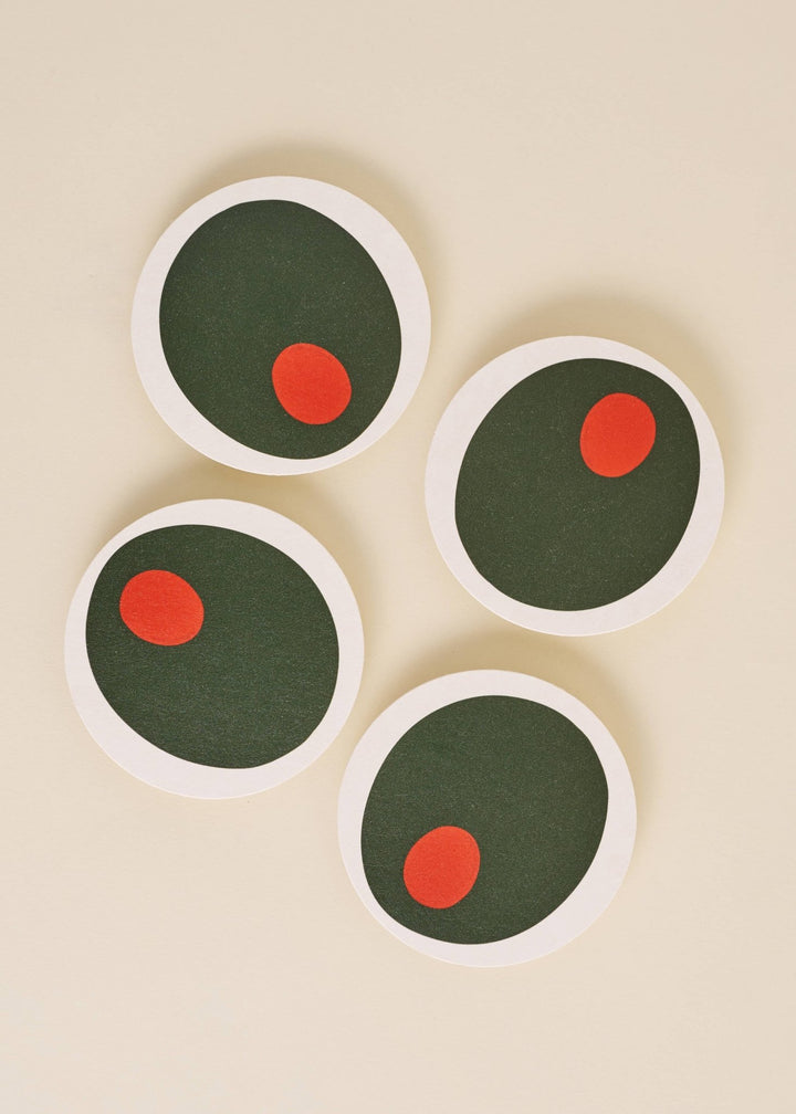 Pimento Olive Coasters | Set of Four - Pretty by Her - handmade locally in Cambridge, Ontario