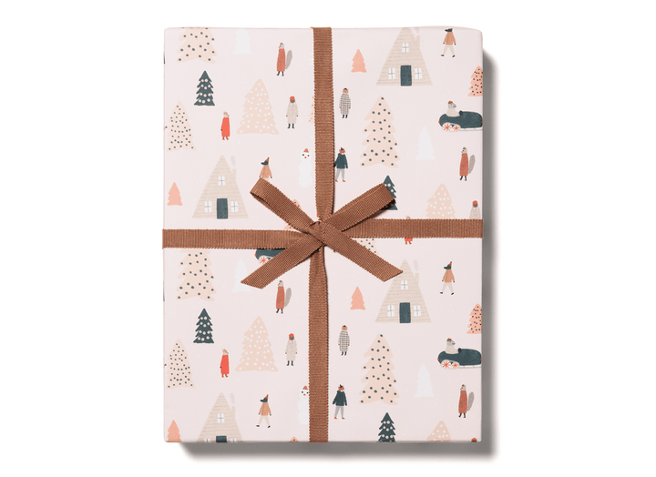 Pink Trees holiday wrapping paper: Flat sheets - Pretty by Her - handmade locally in Cambridge, Ontario