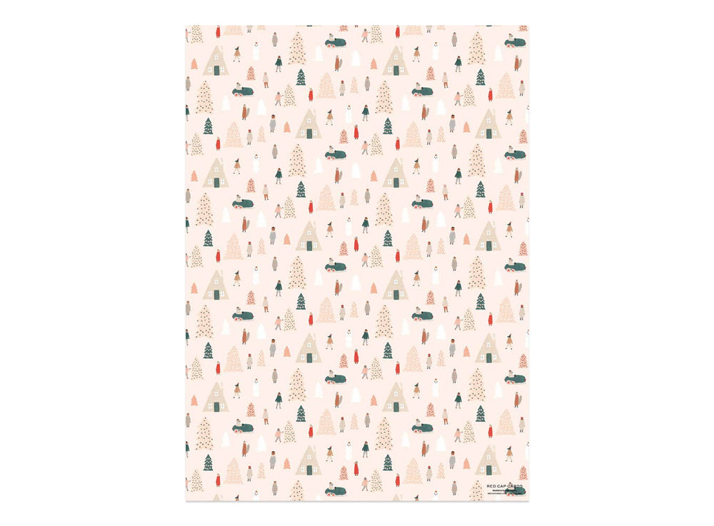 Pink Trees holiday wrapping paper: Flat sheets - Pretty by Her - handmade locally in Cambridge, Ontario