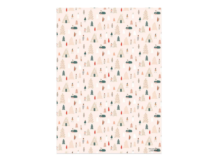 Pink Trees holiday wrapping paper: Flat sheets - Pretty by Her - handmade locally in Cambridge, Ontario