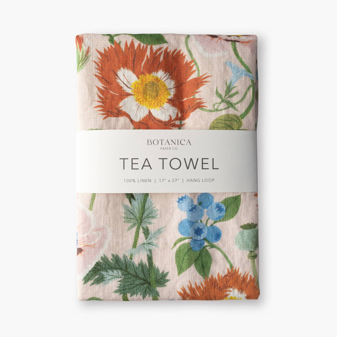 POPPIES | 100% LINEN TEA TOWEL - Pretty by Her - handmade locally in Cambridge, Ontario