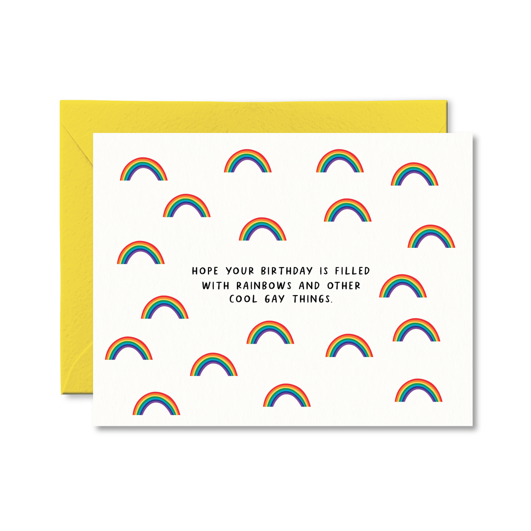 Rainbows and Other Cool Gay Things Birthday Card - Pretty by Her - handmade locally in Cambridge, Ontario