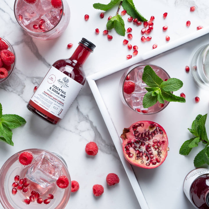 Raspberry Mint Cordial Cocktail and Soda Mix - Pretty by Her - handmade locally in Cambridge, Ontario