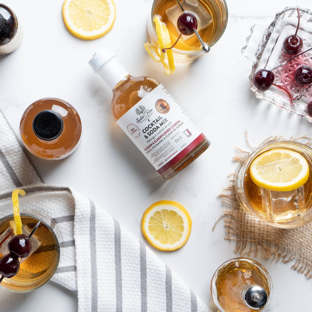 Rhubarb Elderflower Cordial Cocktail and Soda Mix - Pretty by Her - handmade locally in Cambridge, Ontario