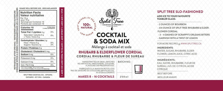 Rhubarb Elderflower Cordial Cocktail and Soda Mix - Pretty by Her - handmade locally in Cambridge, Ontario