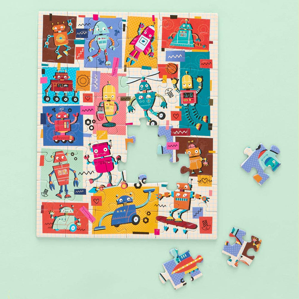 Robots 48 Piece Puzzle Snax - Pretty by Her - handmade locally in Cambridge, Ontario