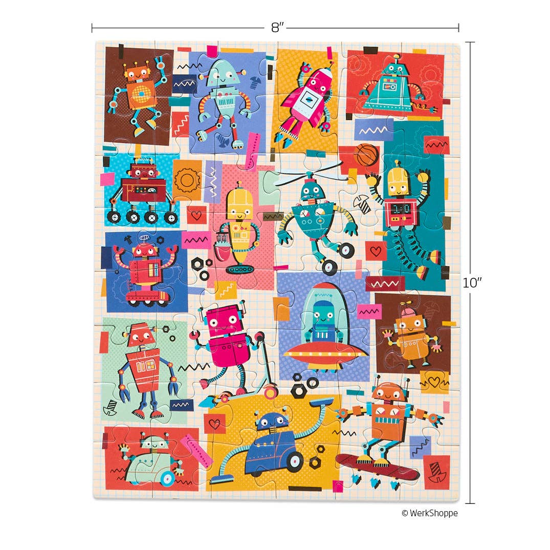 Robots 48 Piece Puzzle Snax - Pretty by Her - handmade locally in Cambridge, Ontario