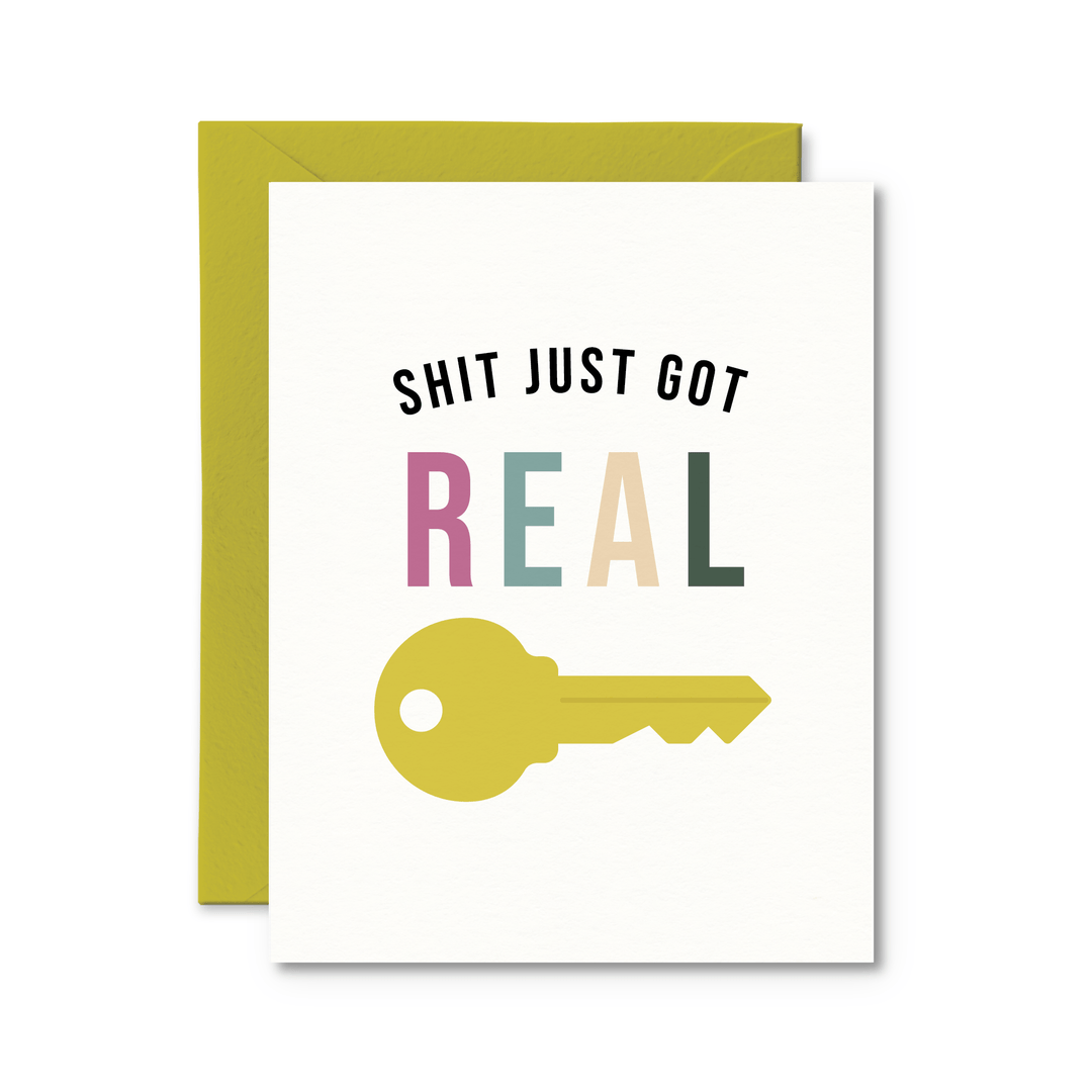 Shit Just Got Real New Home Card - Pretty by Her - handmade locally in Cambridge, Ontario