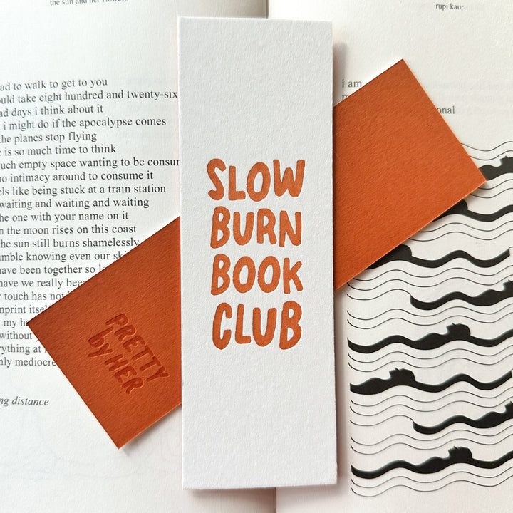 Slow Burn Book Club Letterpress Bookmark - Pretty by Her - handmade locally in Cambridge, Ontario