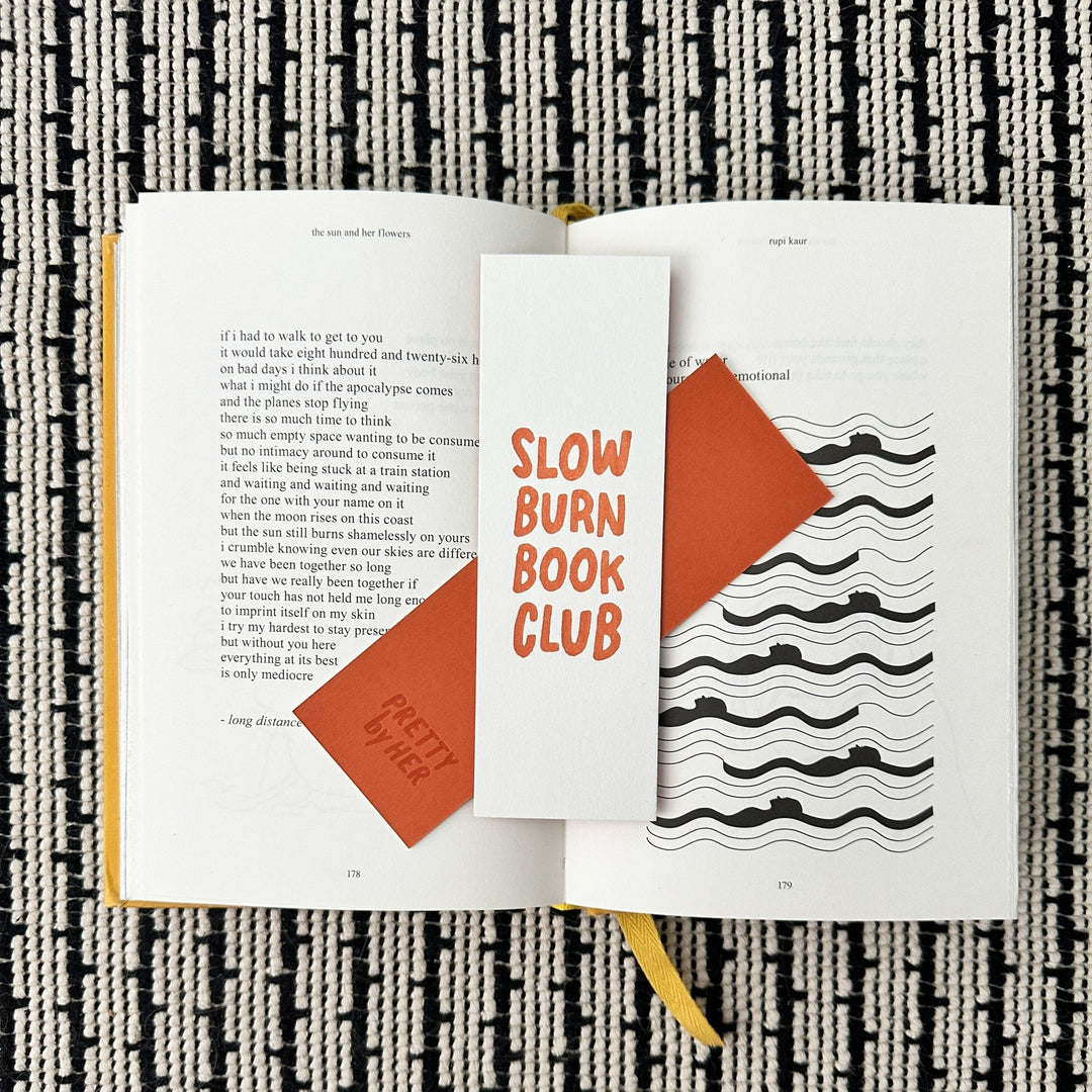 Slow Burn Book Club Letterpress Bookmark - Pretty by Her - handmade locally in Cambridge, Ontario