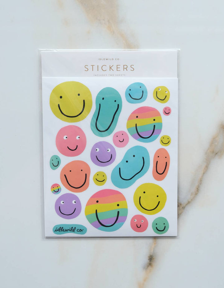 Smiley Sticker Sheets - Pretty by Her - handmade locally in Cambridge, Ontario