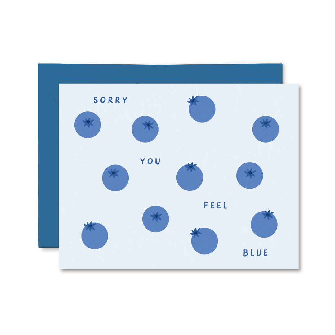 Sorry You Feel Blue Card - Pretty by Her - handmade locally in Cambridge, Ontario