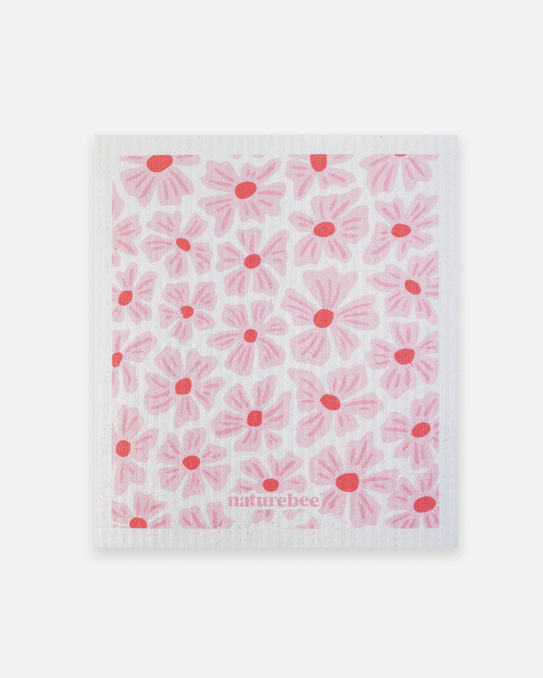 Sponge Cloth Pink Flowers - Pretty by Her - handmade locally in Cambridge, Ontario