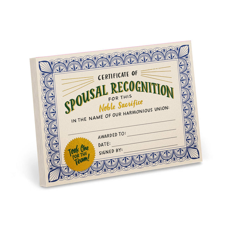 Spousal Recognition Certificate Notepad (Refresh) - Pretty by Her - handmade locally in Cambridge, Ontario