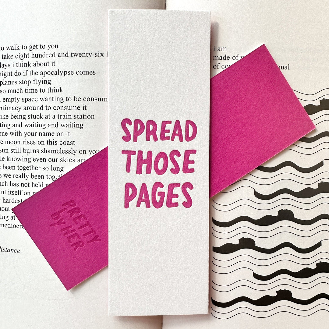 Spread Those Pages Letterpress Bookmark - Pretty by Her - handmade locally in Cambridge, Ontario