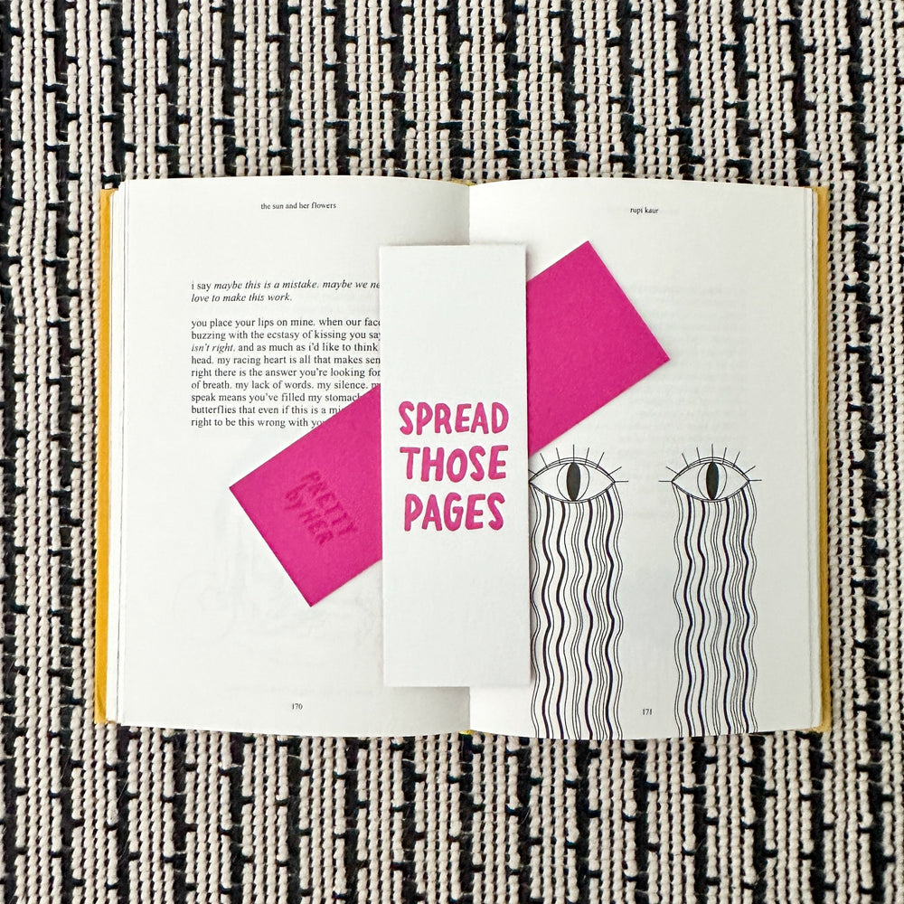 Spread Those Pages Letterpress Bookmark - Pretty by Her - handmade locally in Cambridge, Ontario