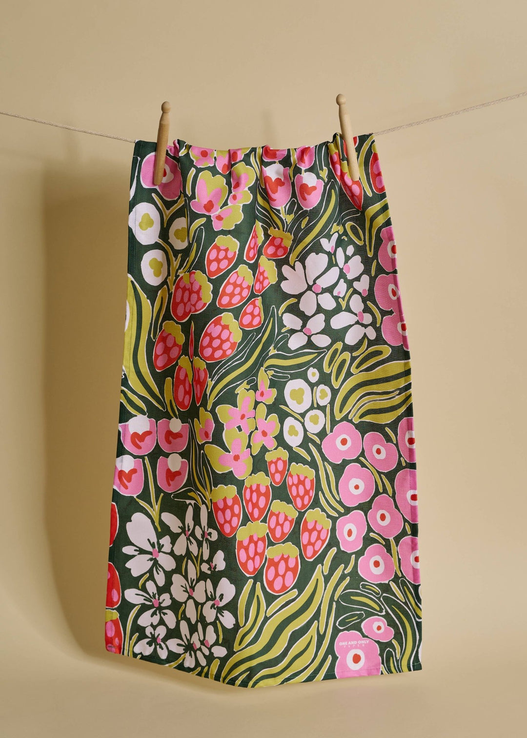 Strawberry Flower Tea Towel - Pretty by Her - handmade locally in Cambridge, Ontario