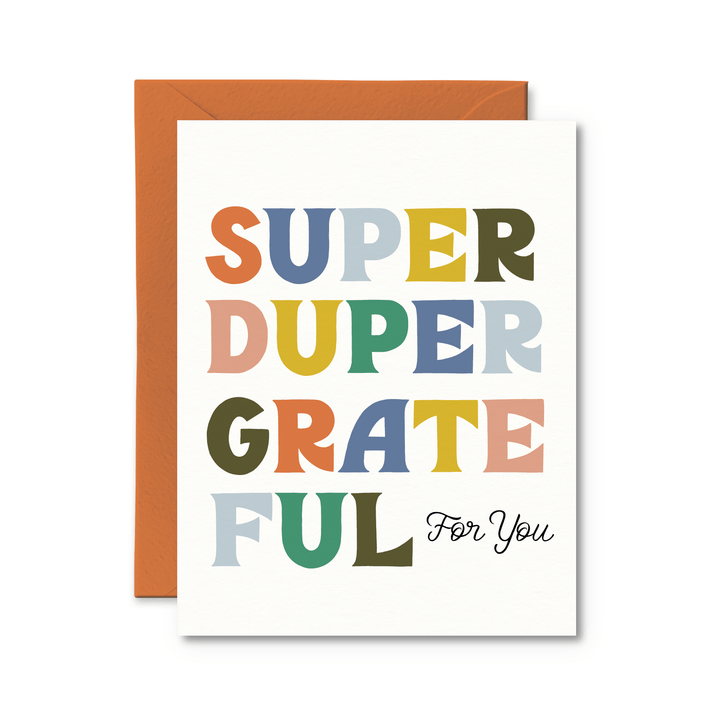 Super Duper Grateful For You Card - Pretty by Her - handmade locally in Cambridge, Ontario