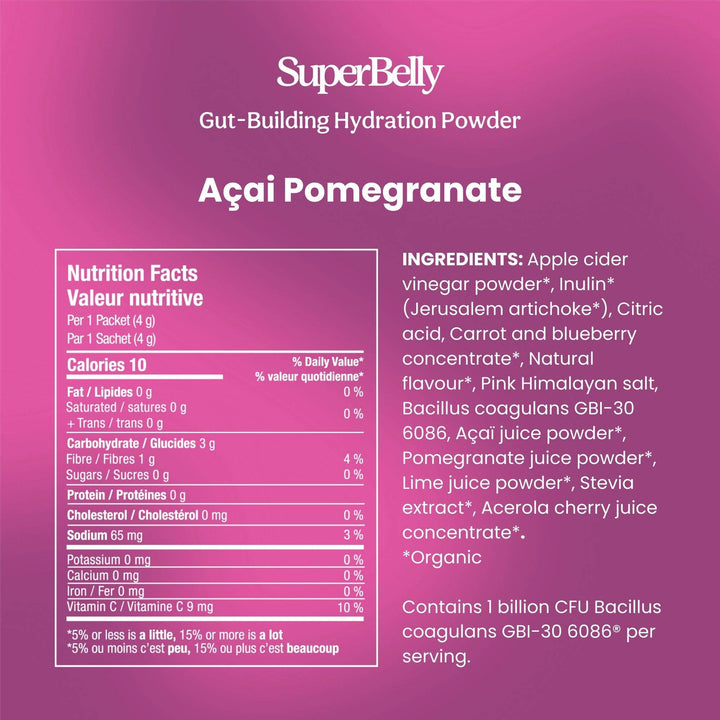 SuperBelly Hydration & Gut Mix, Açai Pomegranate - Pretty by Her - handmade locally in Cambridge, Ontario