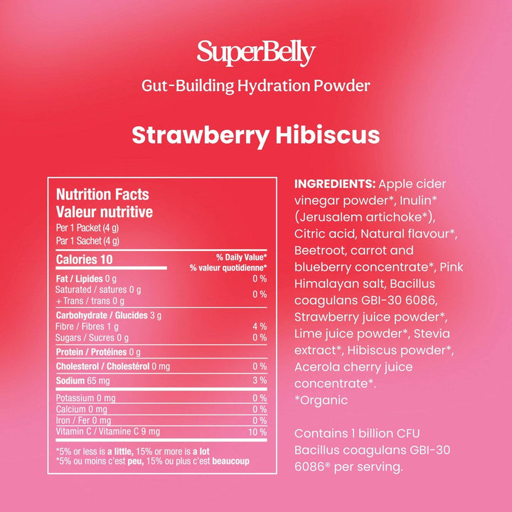 SuperBelly Hydration & Gut Mix, Strawberry Hibiscus - Pretty by Her - handmade locally in Cambridge, Ontario