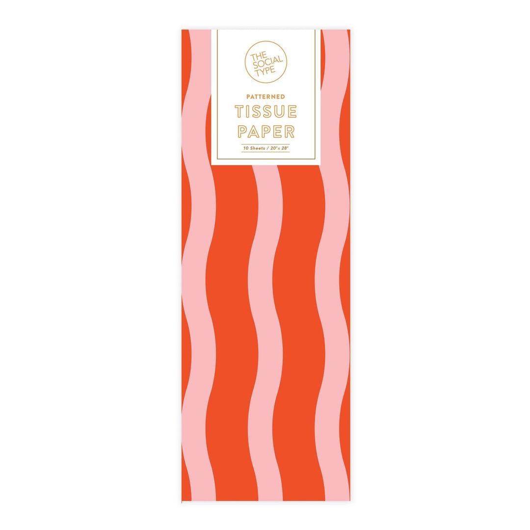 Tangy Red/Pink - Fussy Stripe Tissue Paper - Pretty by Her - handmade locally in Cambridge, Ontario