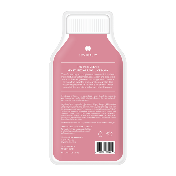 The Pink Dream Moisturizing Raw Juice Sheet Mask: With Peg Hole - Pretty by Her - handmade locally in Cambridge, Ontario