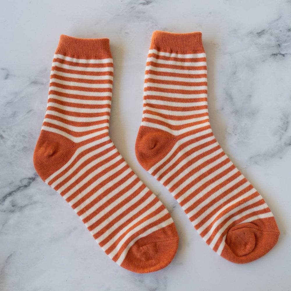 Thin Stripe Casual Socks: Mustard - Pretty by Her - handmade locally in Cambridge, Ontario