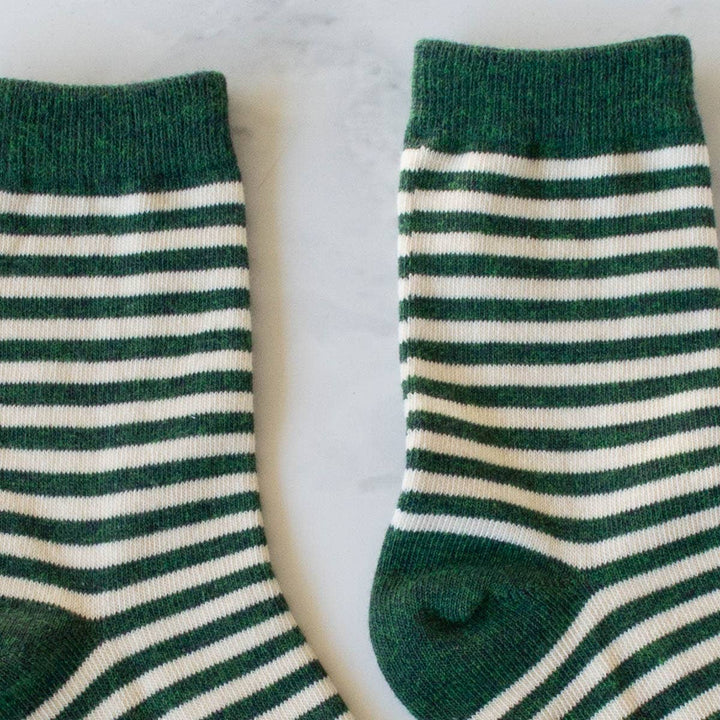 Thin Stripe Casual Socks: Olive Green - Pretty by Her - handmade locally in Cambridge, Ontario