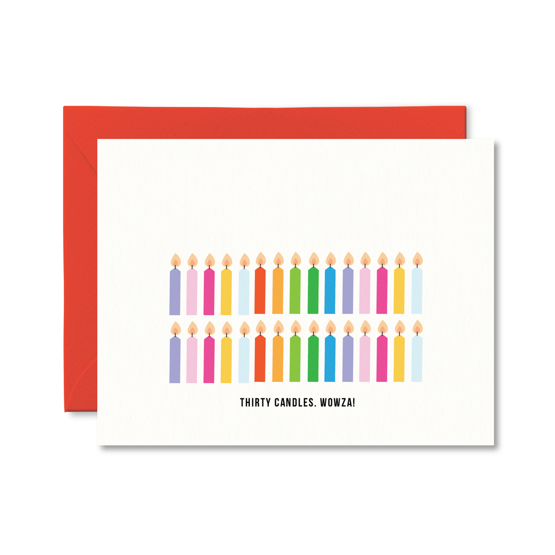 Thirty Candles Wowza Birthday Card - Pretty by Her - handmade locally in Cambridge, Ontario