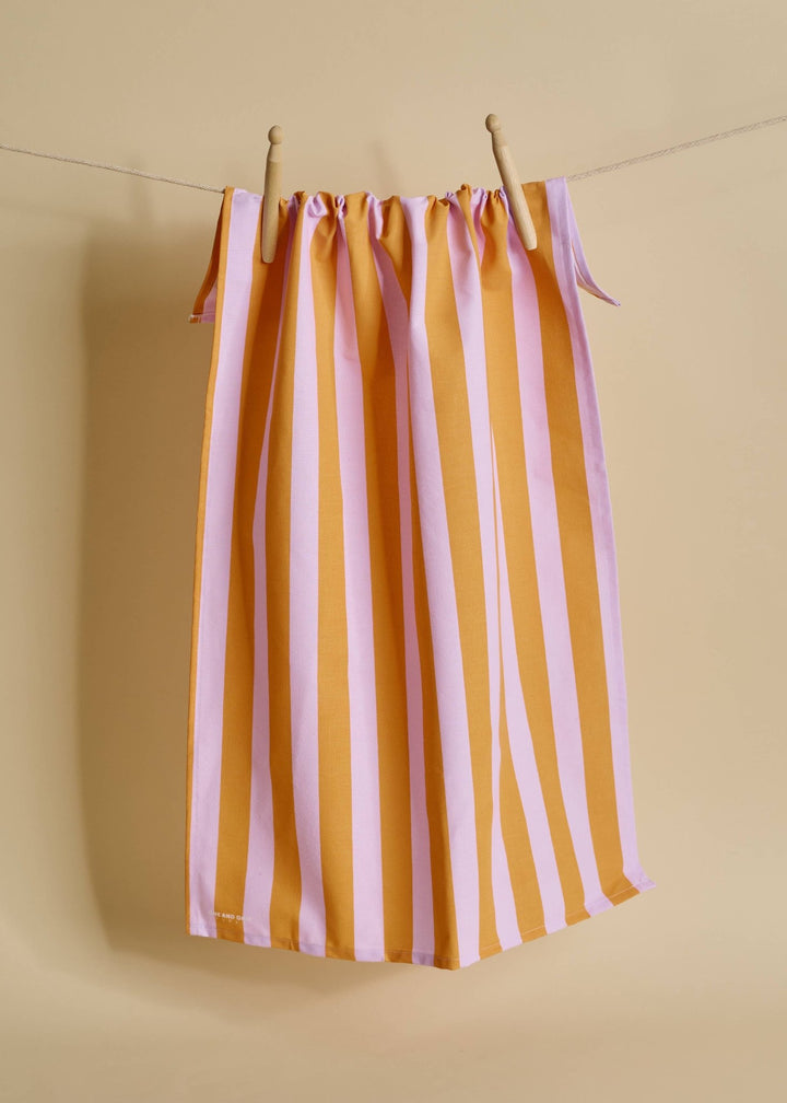 Ultra Violet Orange Stripe Tea Towel - Pretty by Her - handmade locally in Cambridge, Ontario