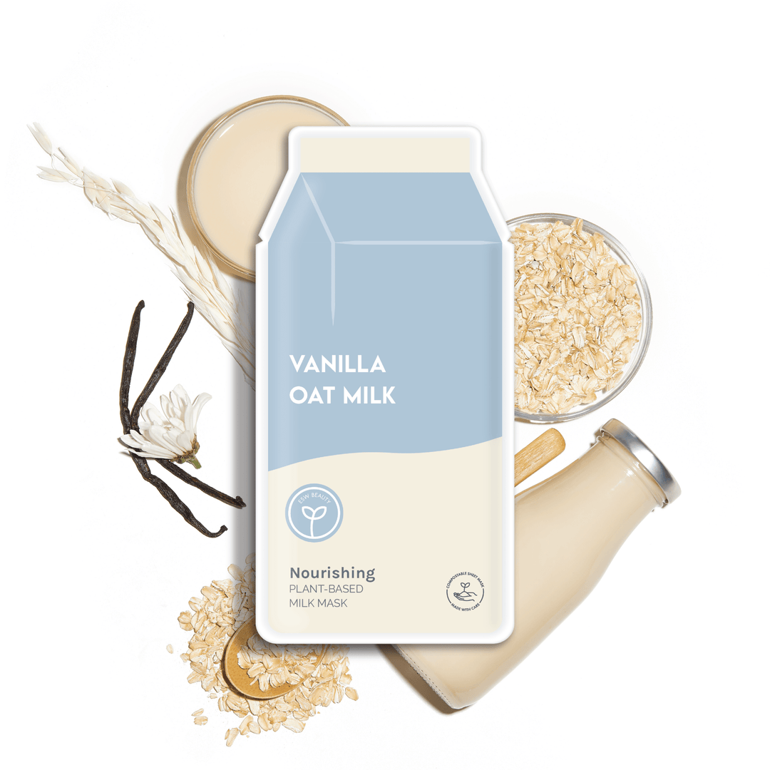 Vanilla Oat Milk Nourishing Plant - Based Milk Sheet Mask: With Peg Hole - Pretty by Her - handmade locally in Cambridge, Ontario