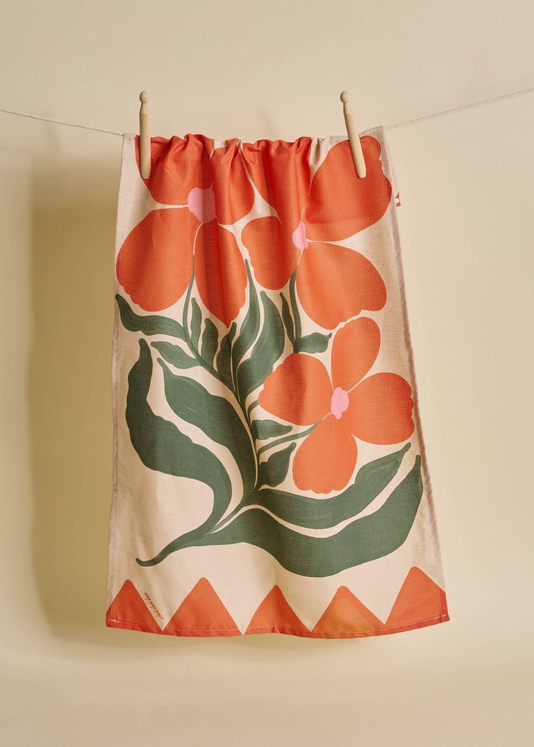 Wild Flower Orange Tea Towel - Pretty by Her - handmade locally in Cambridge, Ontario