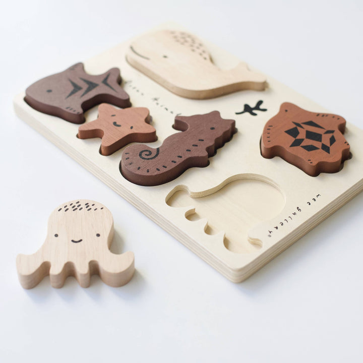 Wooden Tray Puzzle - Ocean Animals - 2nd Edition - Pretty by Her - handmade locally in Cambridge, Ontario