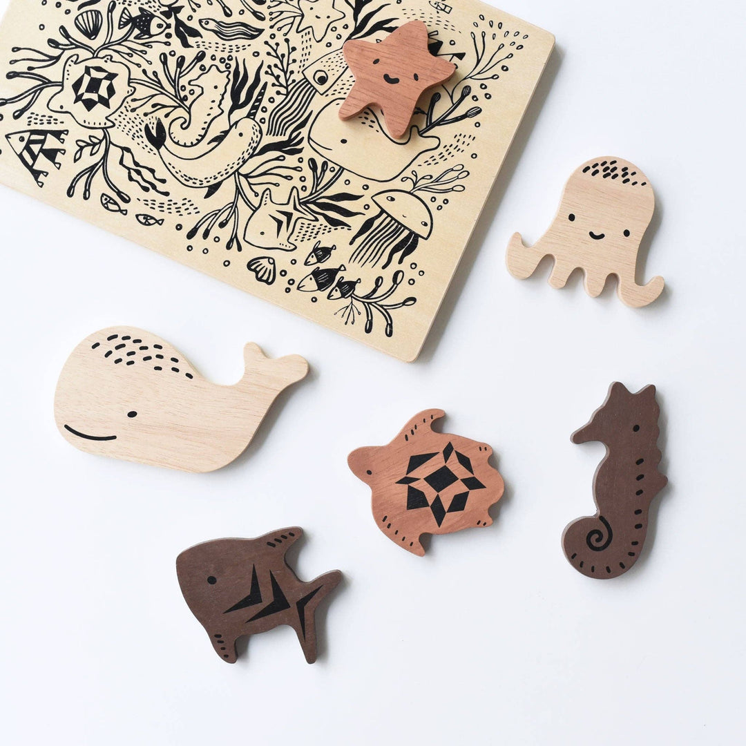 Wooden Tray Puzzle - Ocean Animals - 2nd Edition - Pretty by Her - handmade locally in Cambridge, Ontario