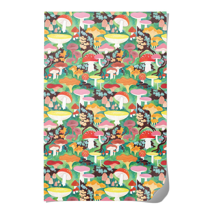 Woodland Mushrooms wrapping paper: Flat sheets - Pretty by Her - handmade locally in Cambridge, Ontario