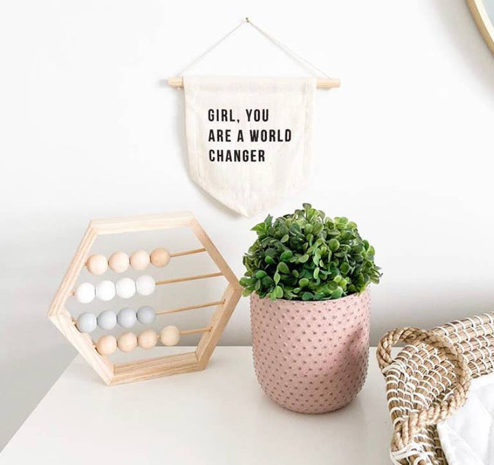 World Changer Canvas Hang Sign - Pretty by Her - handmade locally in Cambridge, Ontario