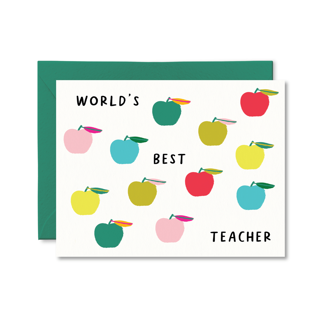 World's Best Teacher Card - Pretty by Her - handmade locally in Cambridge, Ontario