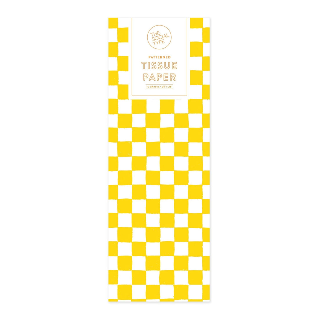 Yellow Checker Tissue Paper - Pretty by Her - handmade locally in Cambridge, Ontario