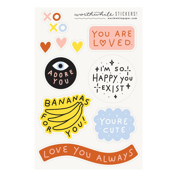 You Are Loved Sticker Sheet Set of 2 - Pretty by Her - handmade locally in Cambridge, Ontario