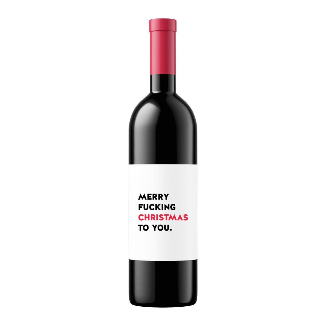 Merry Fucking Christmas | Wine Label - Pretty by Her- handmade locally in Cambridge, Ontario