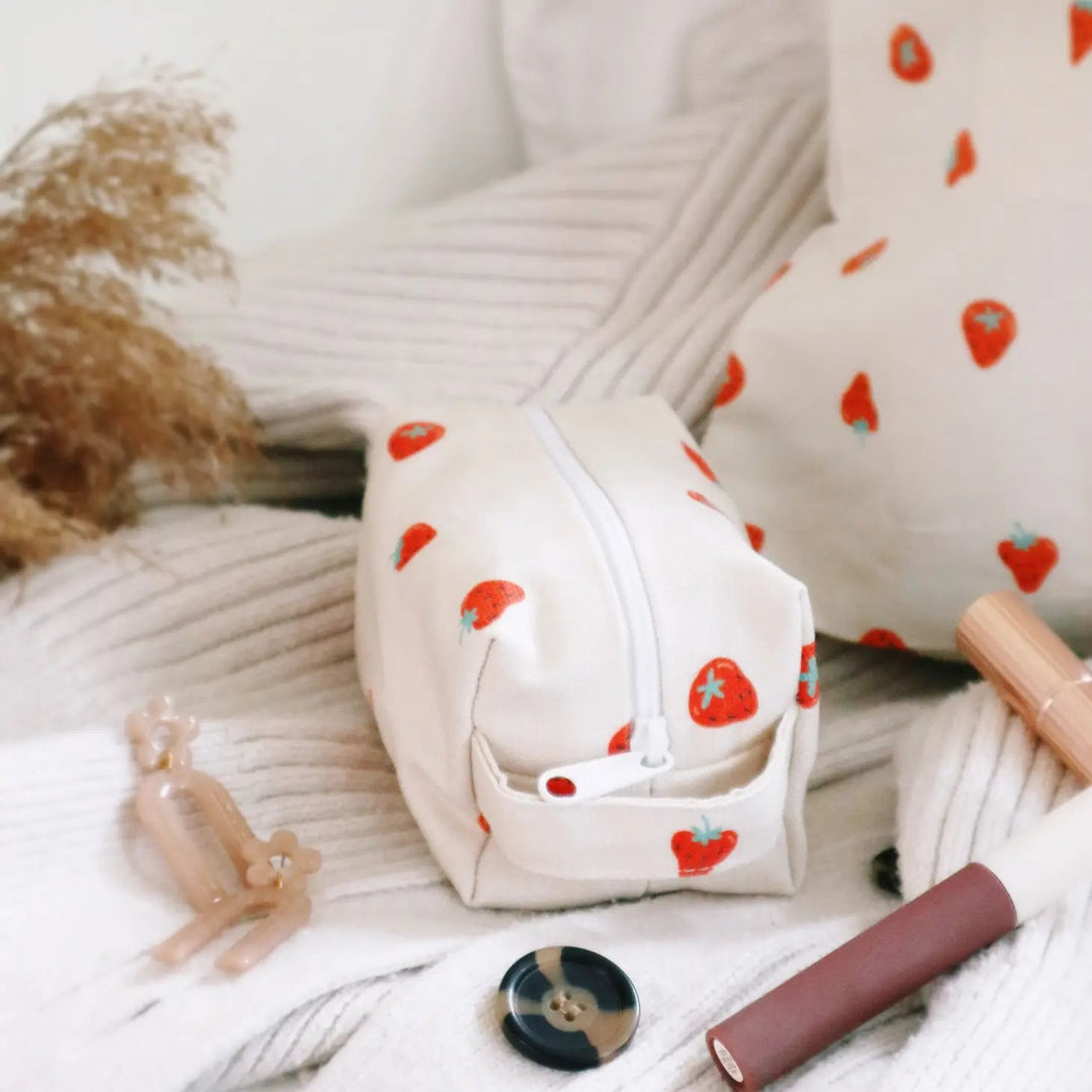 Mini Makeup Bag Strawberry | Freon Collective - Pretty by Her- handmade locally in Cambridge, Ontario